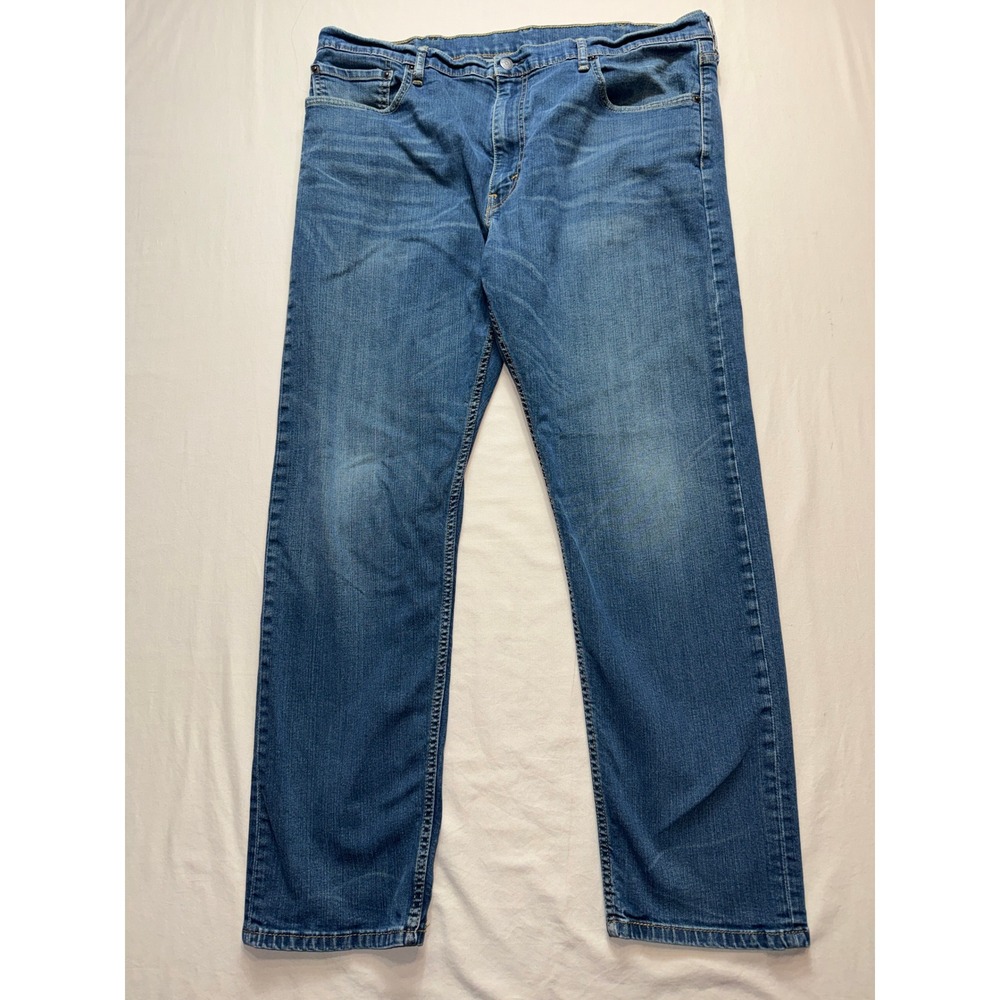 Levis 502 Regular Taper Mens Jeans 42x32 Medium Wash Blue Stretch Denim 502-0496
